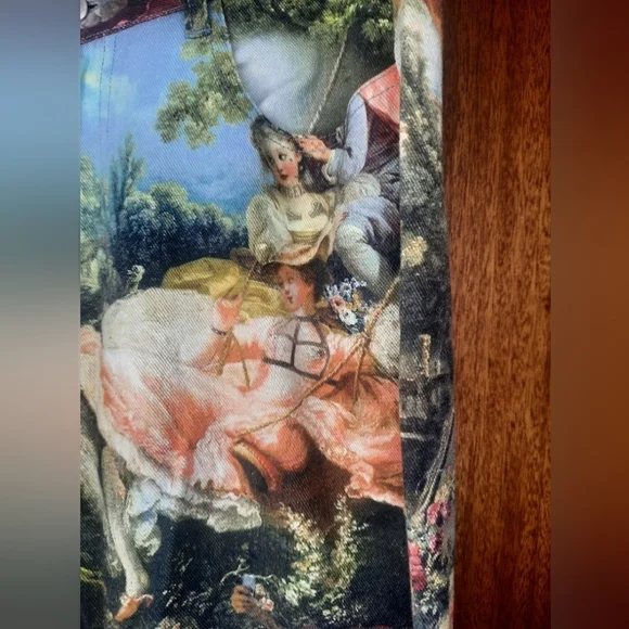 ISO Dolls Kill Wide Leg Pants with Multicolor Renaissance Print - Picture 3 of 6